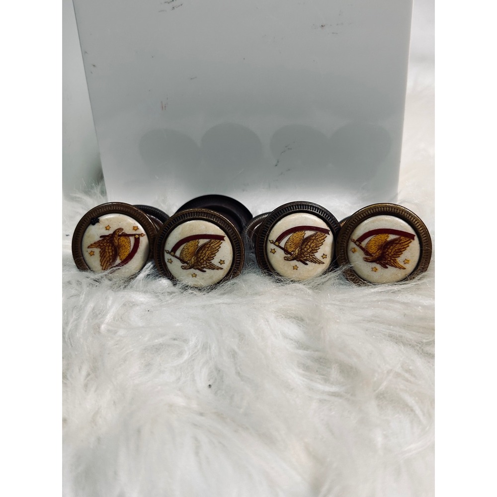 Vintage Style Eagle Drawer Pulls Set of 4 Antique Bronze Patriotic Knobs